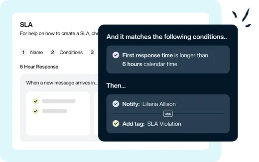 A Keeping conversation showing the time remaining to meet its SLA target.
