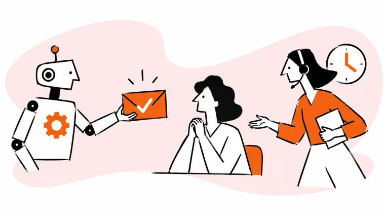 An automated acknowledgment reassures a customer waiting for an agent.