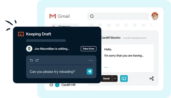 A draft reply shared with a teammate for review before sending
