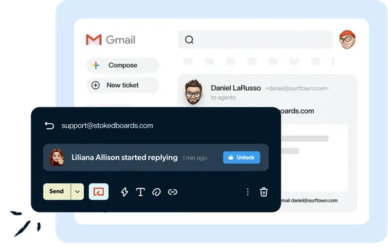 A collision warning showing a teammate is already replying to the email
