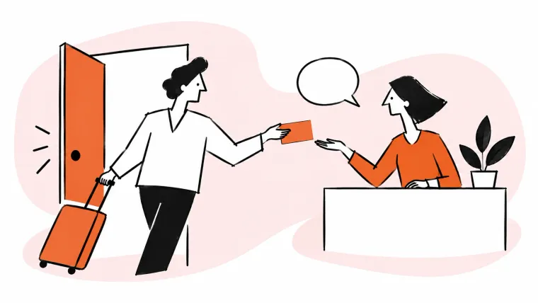 A departing customer shares feedback before leaving.