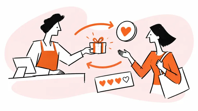 A returning customer receives a reward within a loop of lasting loyalty.