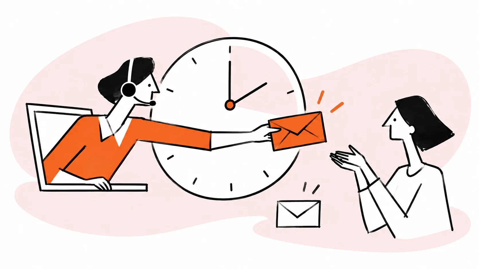 A support agent delivers a timely reply to a waiting customer.