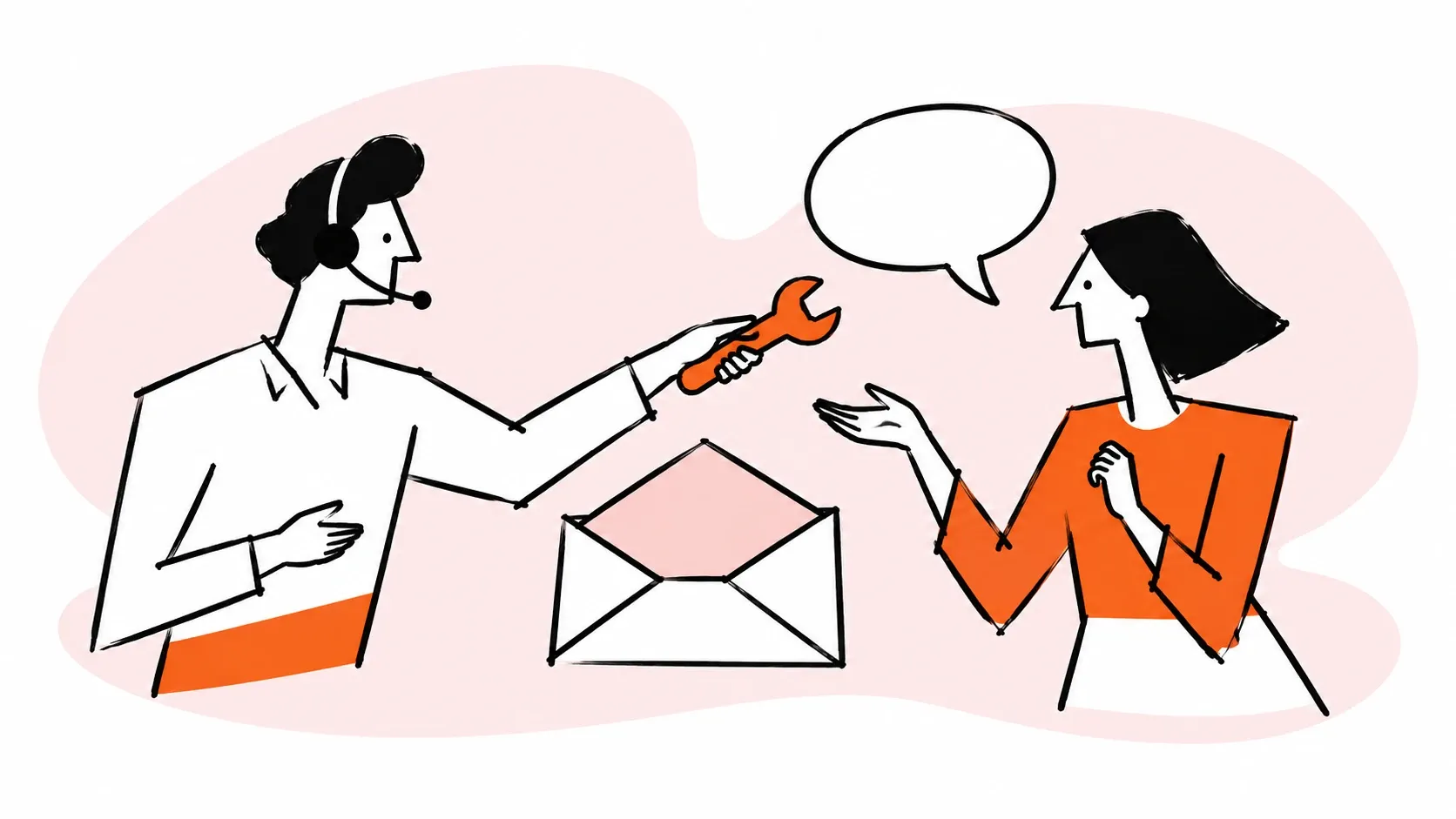 A customer service agent helps solve a customer's problem.