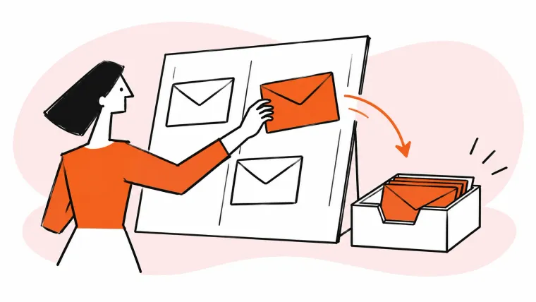 A hand moves an email from a task board into a simpler organizer.