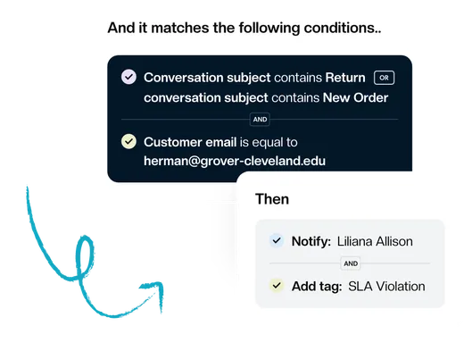 A Keeping workflow assigning an incoming order question automatically