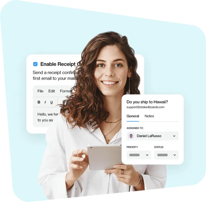 A shopper's order question answered from a Keeping mailbox in Gmail