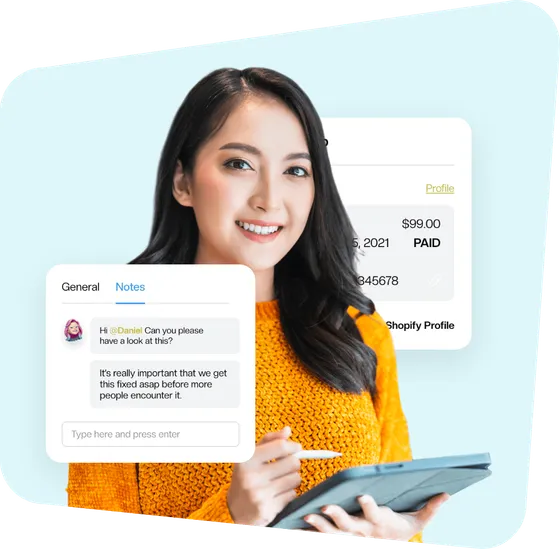 A Shopify order summary shown beside the customer's email in Gmail