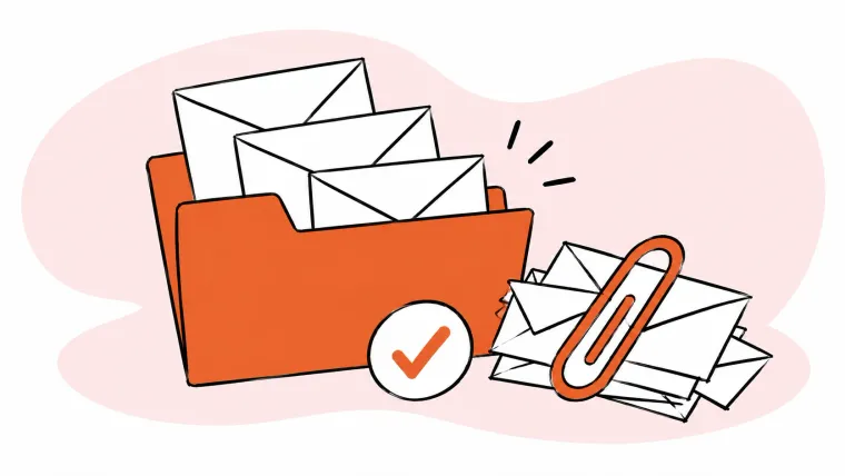 Folders and a large paper clip keep work email organized.