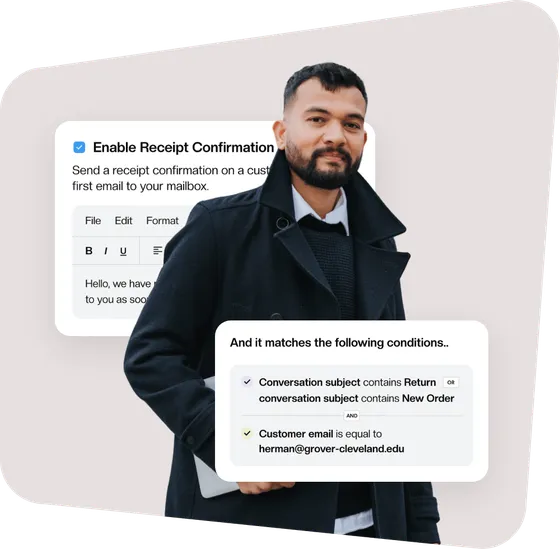 An invoice email with its Keeping activity log and assignee
