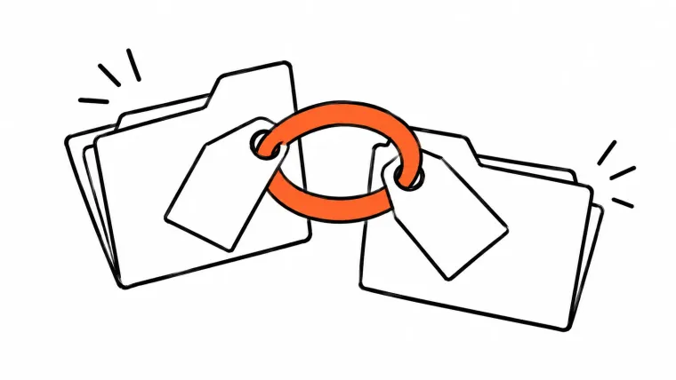 An orange ring connects the tags on two separate folders.