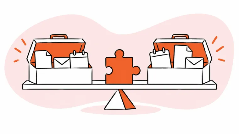 Two office workspaces offer different combinations of familiar tools.