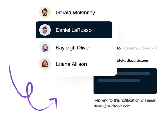 A support ticket assigned to a teammate from inside Gmail