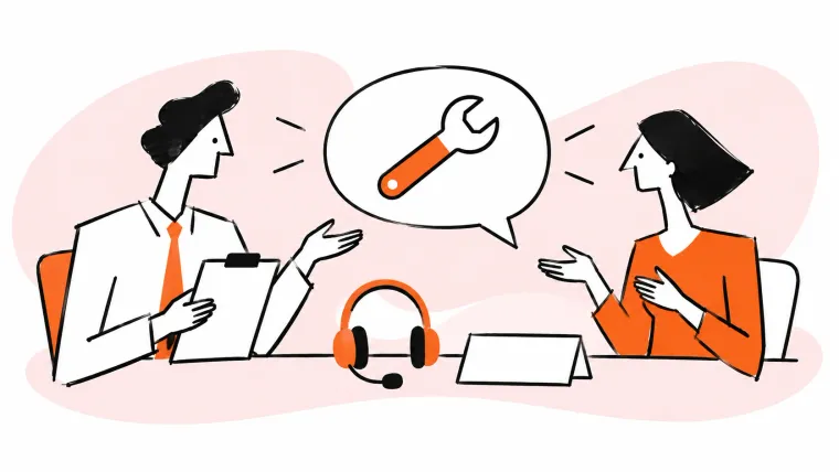 A helpdesk interview explores technical and communication skills.
