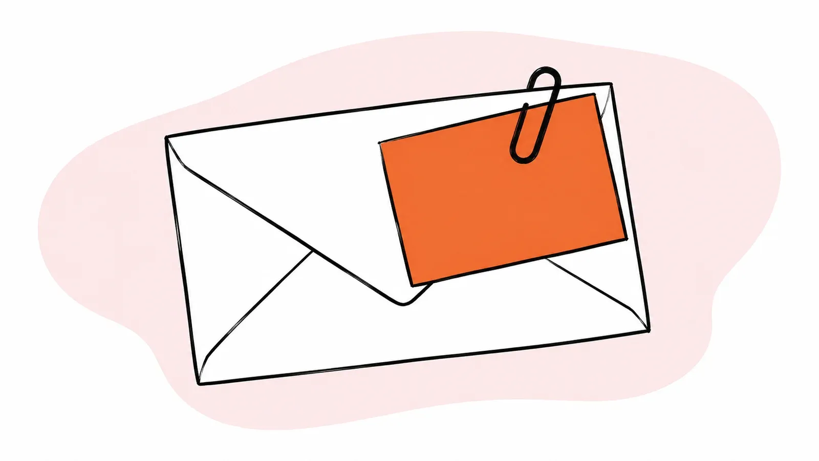 An orange note card clipped to a white envelope, keeping the note with the original message