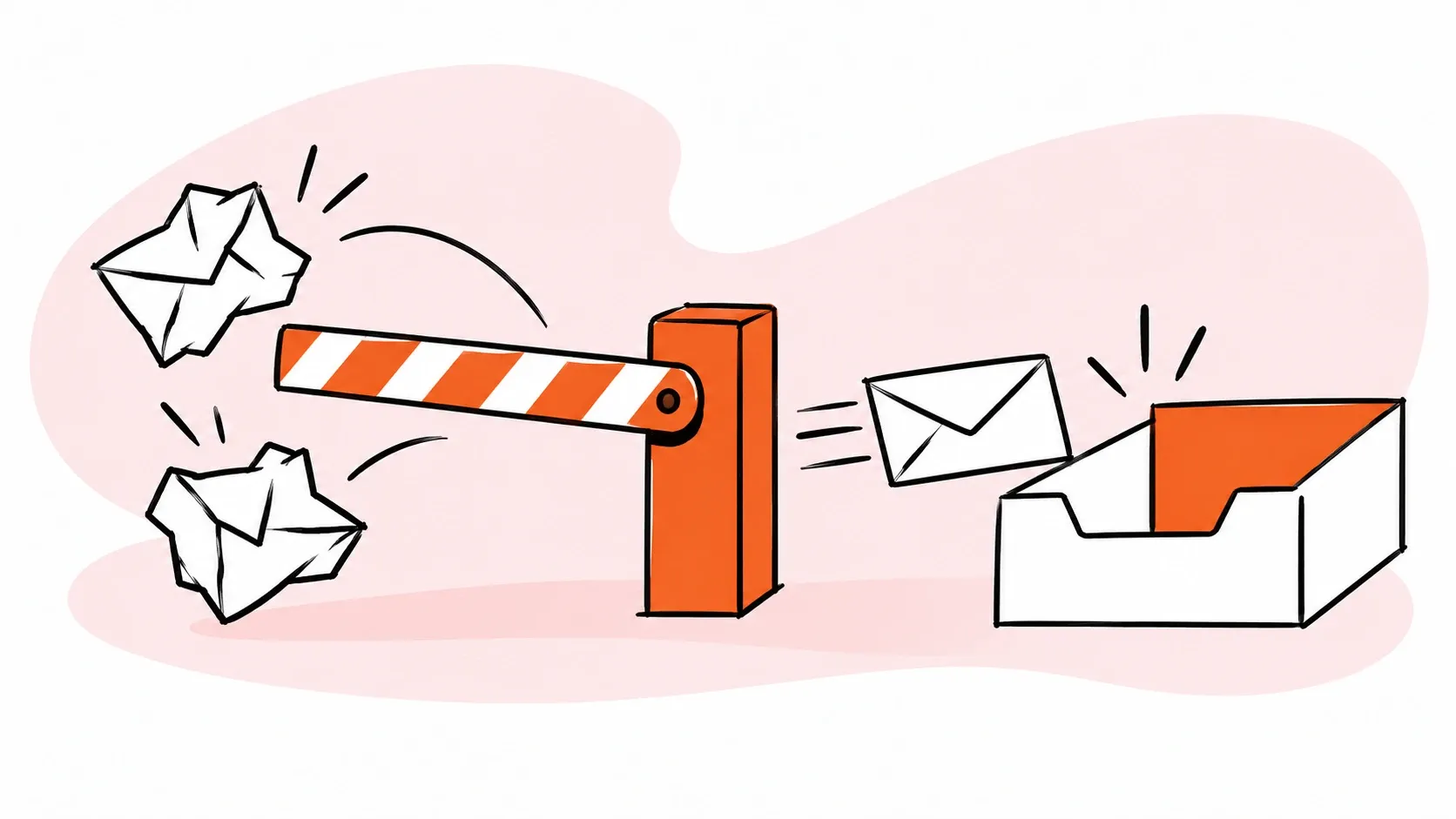 An inbox gate blocks unwanted email while allowing useful messages through.