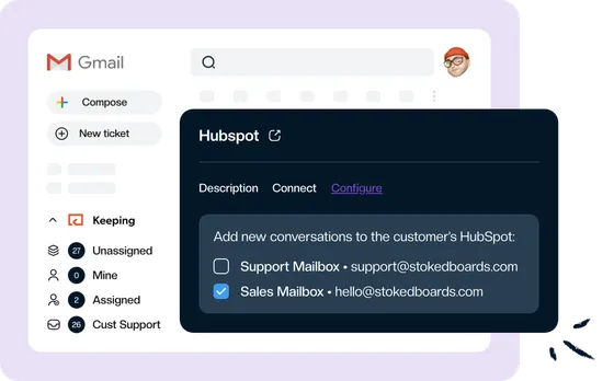 An email conversation added to the contact’s HubSpot timeline from Gmail