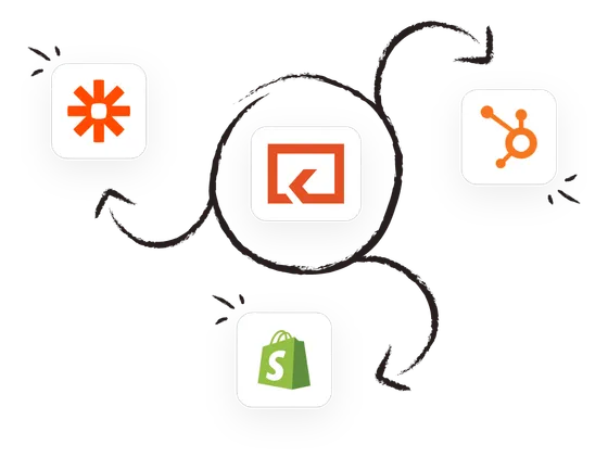 The HubSpot, Shopify, Slack, Google Sheets and Zapier logos connected to Keeping