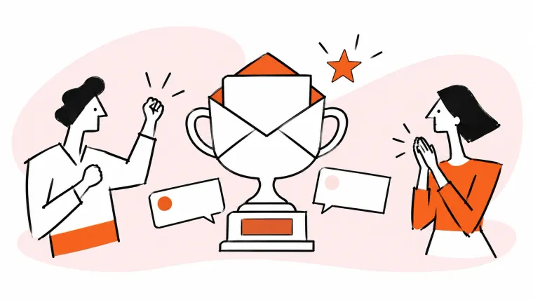 An envelope-shaped trophy celebrates helpful customer support.
