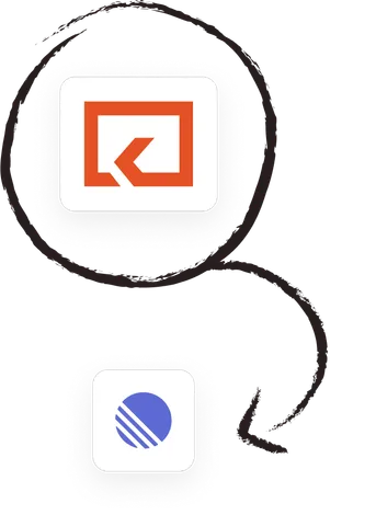 The Keeping mark and the Linear logo joined by a hand-drawn arrow