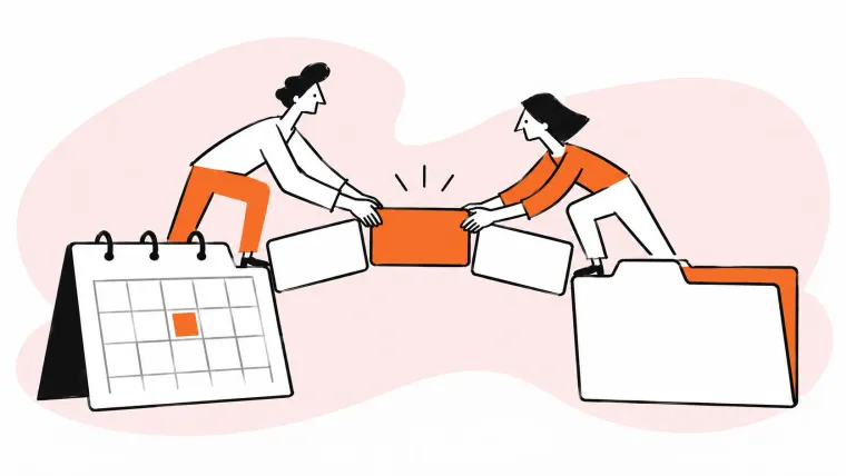 Teammates coordinate a project using shared calendars and documents.