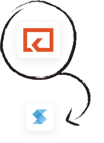 The Keeping mark and the Shortcut logo joined by a hand-drawn arrow