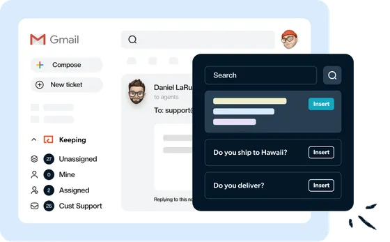 Choosing a shared reply template from inside a Gmail compose window
