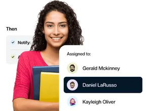 A student support request assigned to a staff member inside Gmail