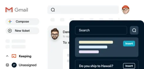 A saved reply template being inserted into a Gmail response