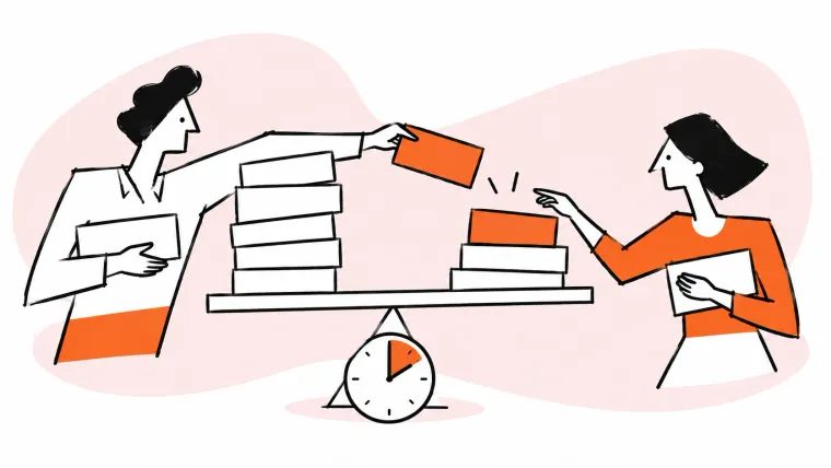 Teammates balance their workload by sharing tasks.