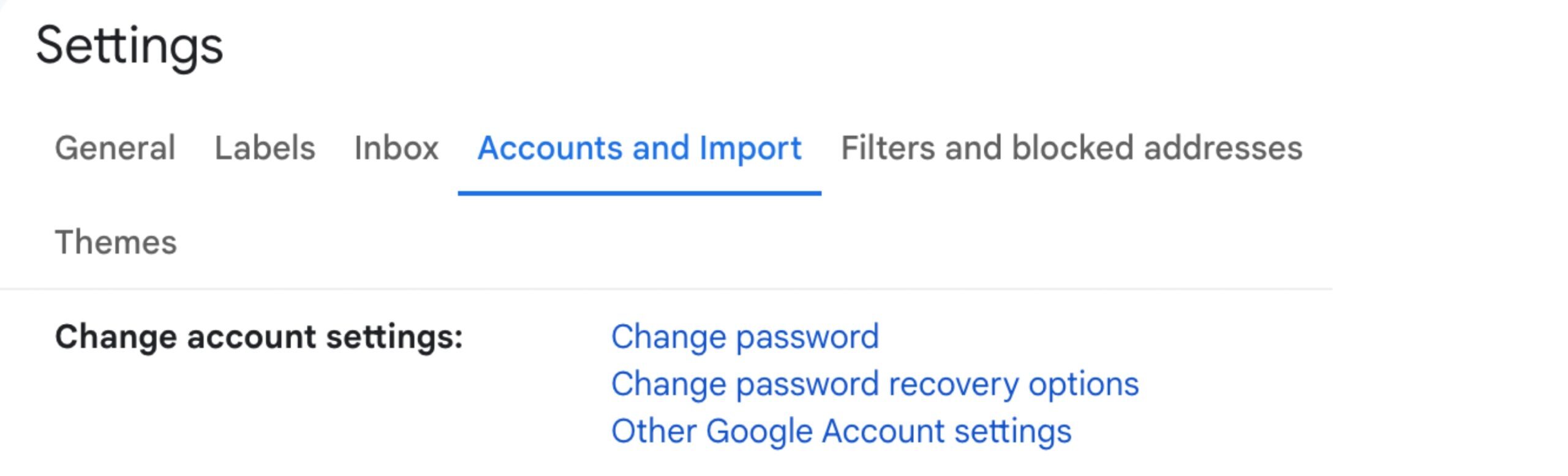 Gmail Accounts and Import tab for delegation settings