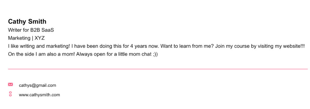 Gmail signature example.
