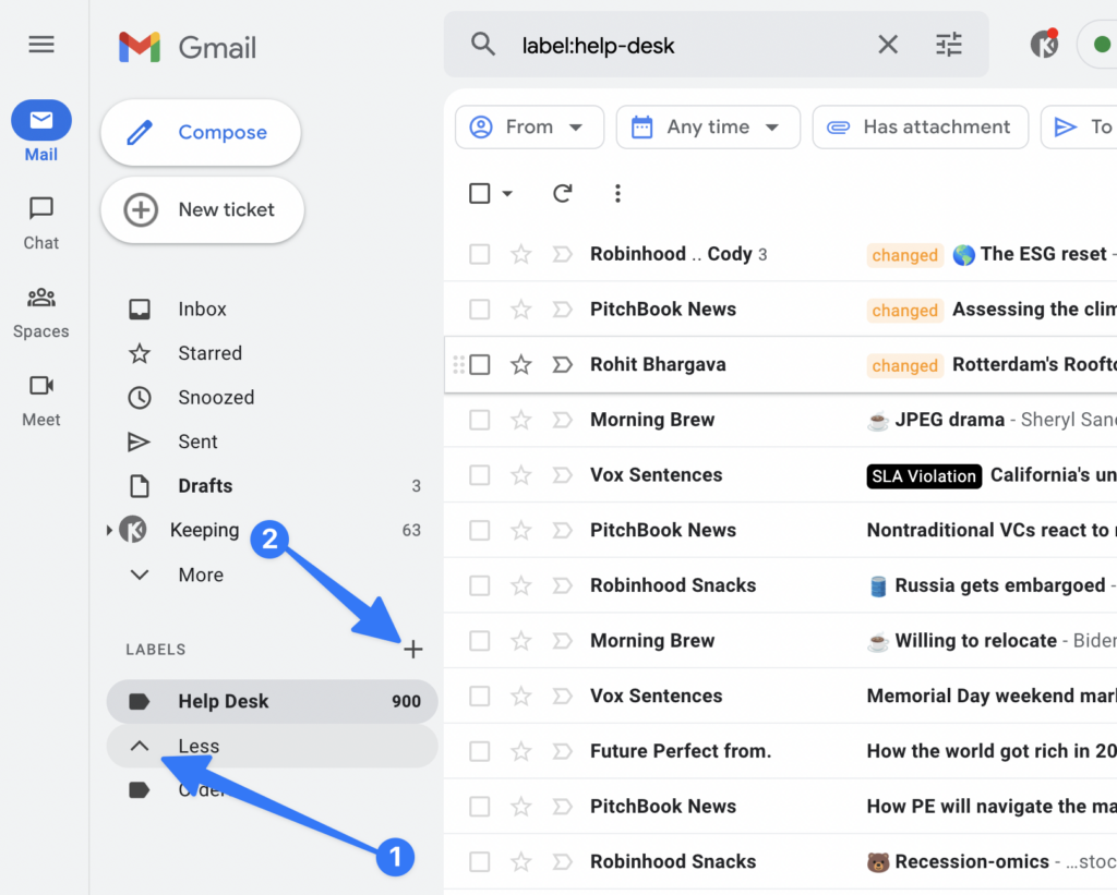 Create Label Sidebar