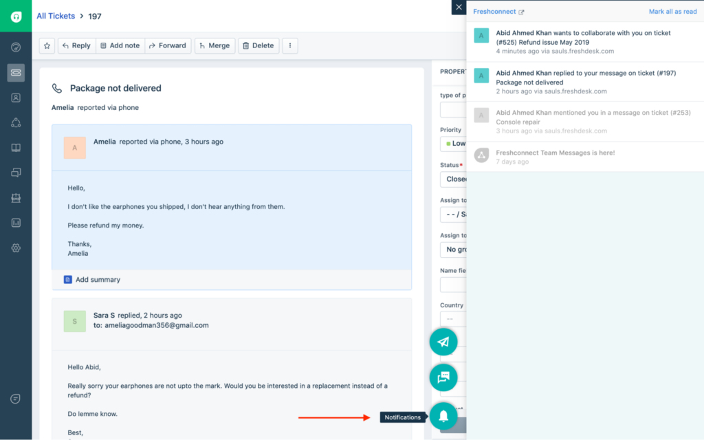 freshdesk issue tracking platform.