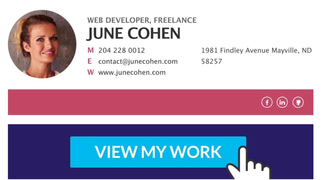 An example of a Gmail signature for a person seeking employment.