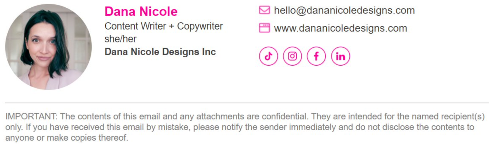 Business email signature template.