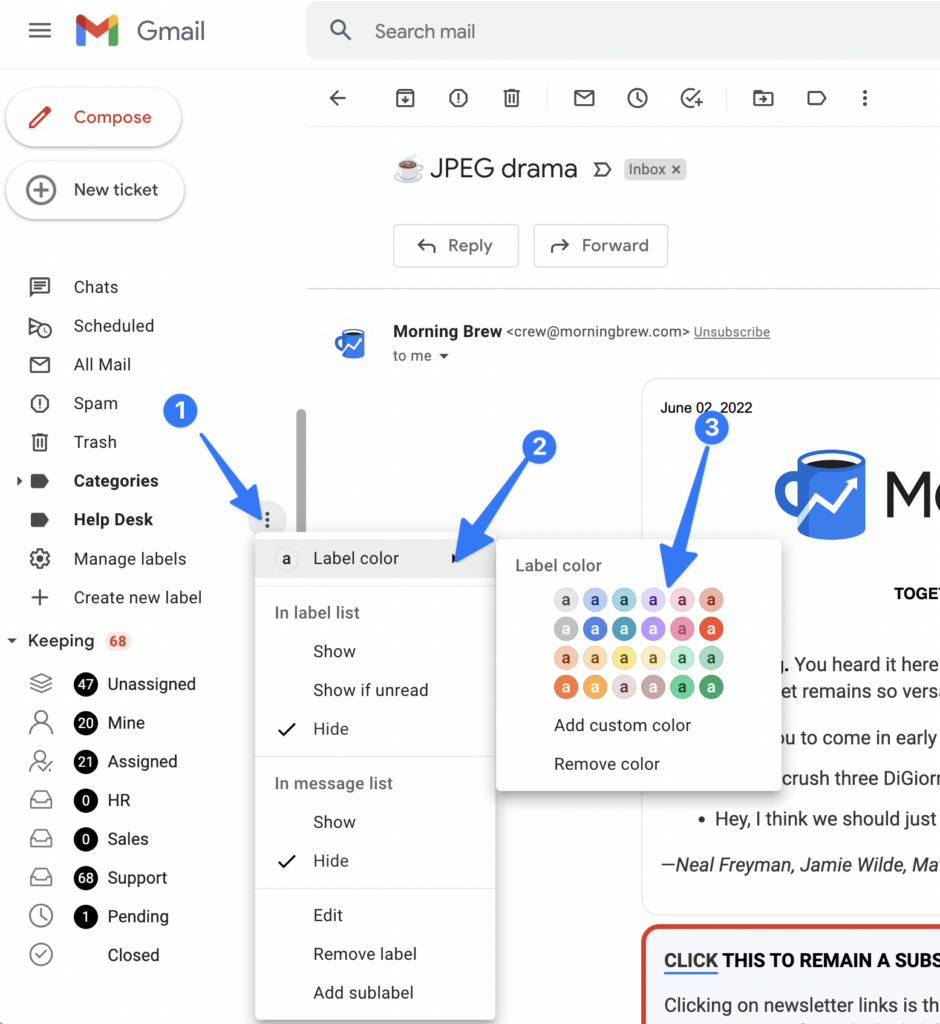 Change Gmail Label Color