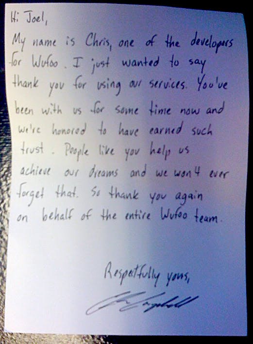 Thank you note