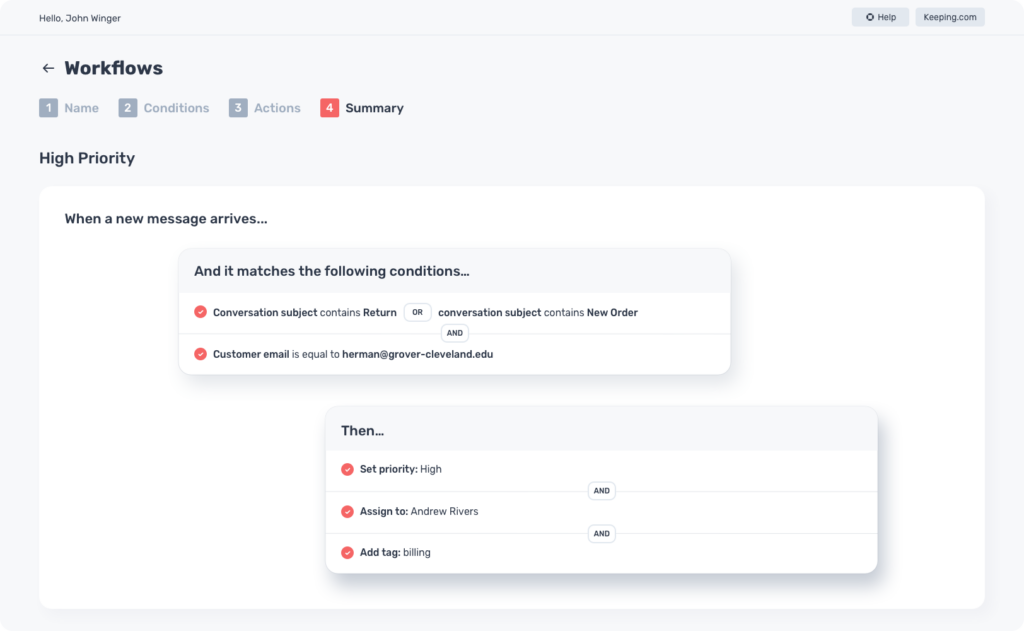 Example of if/then Logic in a shared mailbox.