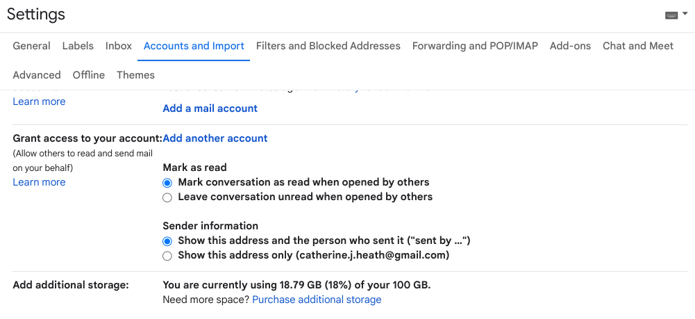 Accounts and import tab