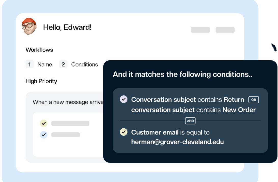 An image showing email automation setup in an email management tool for teams.