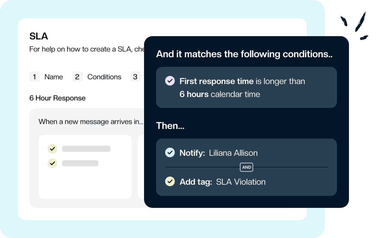 SLA settings in a team inbox.
