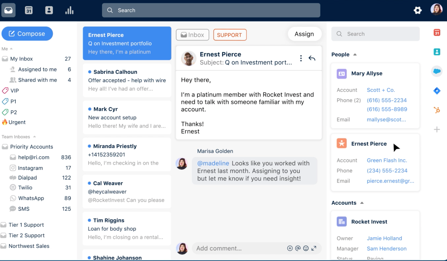 Front app for email collaboration.