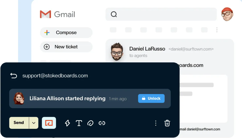 Collision detection feature in an email collaboration software.