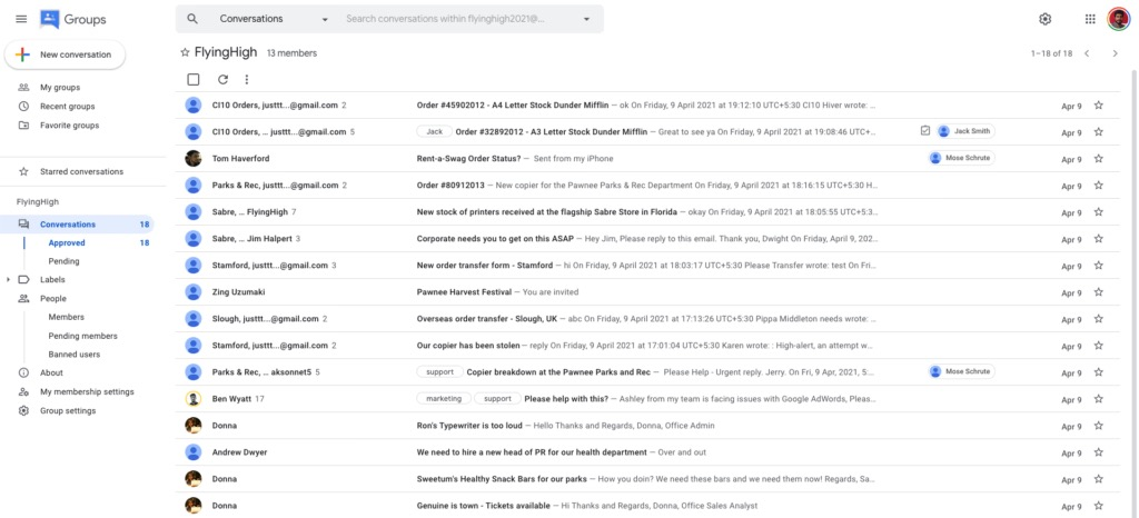 Google collaborative inbox example. 