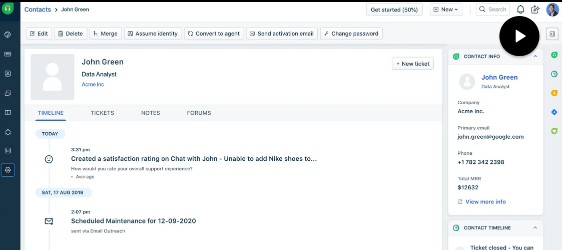 Screenshot of Freshdesk, a Keeping alternative.