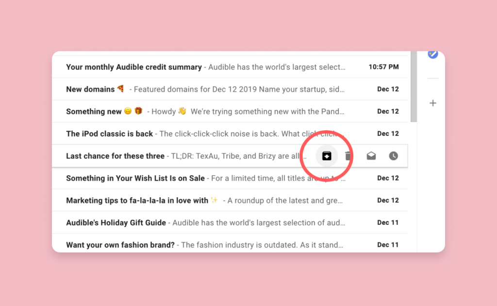 A quick way to archive emails and reduce the number of messages in the inbox.