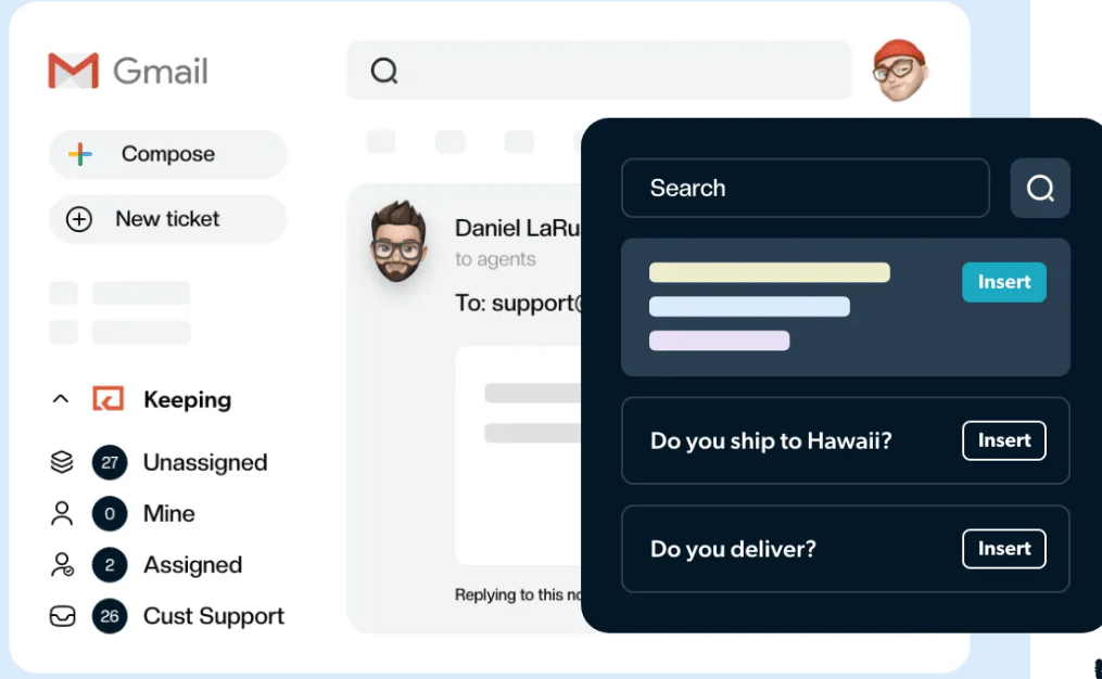 Sharing templates across all customer support agents to use in an email platform.