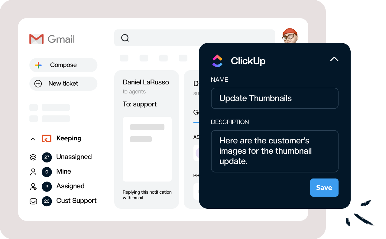 Turn tickets into tasks instantly