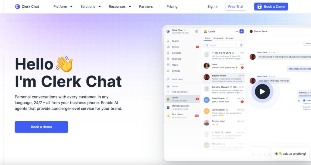 Clerk - A SMS tool for Slack with text messaging integration